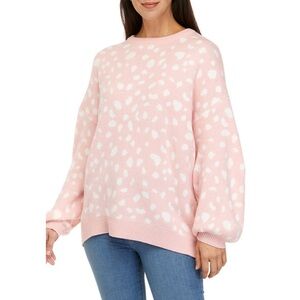 Crown & Ivy Pink Printed Sweater